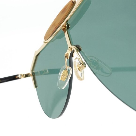 Gucci GG0584 Shield Sunglasses Gold Havana Green OS - Picture 9 of 16
